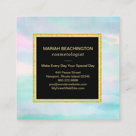 *~* Pastel Aqua Mint Blush Pink Abstract Vierkante Visitekaartje (Achterkant)