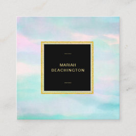 *~* Pastel Aqua Mint Blush Pink Abstract Vierkante Visitekaartje