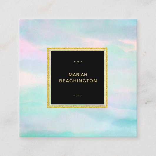 *~* Pastel Aqua Mint Blush Pink Abstract Vierkante Visitekaartje (Voorkant)