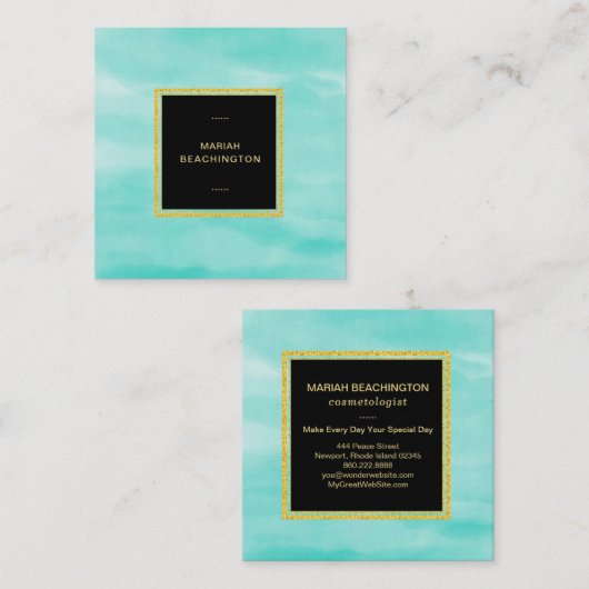 *~* Pastel Aqua Mint Zee Schuimschuim Abstract Vierkante Visitekaartje (Voorkant / Achterkant)