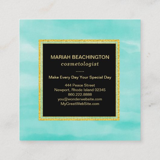 *~* Pastel Aqua Mint Zee Schuimschuim Abstract Vierkante Visitekaartje (Achterkant)