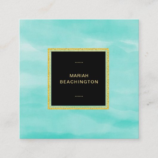 *~* Pastel Aqua Mint Zee Schuimschuim Abstract Vierkante Visitekaartje (Voorkant)
