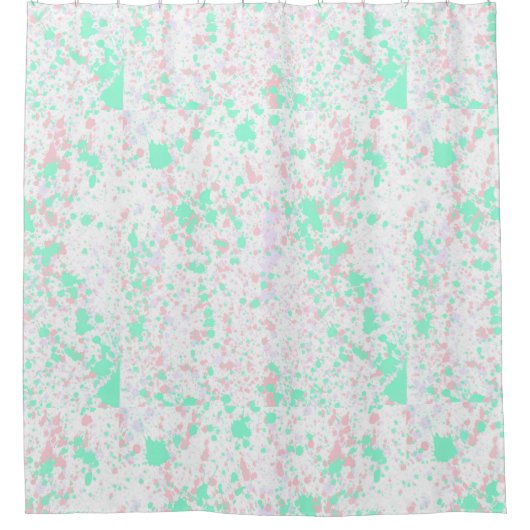 Pastel Aqua, Paarse en witte verf Douchegordijn (Voorkant)