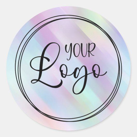 Pastel Aqua Paarse iriserende kleuren Logo Ronde Sticker (Voorkant)
