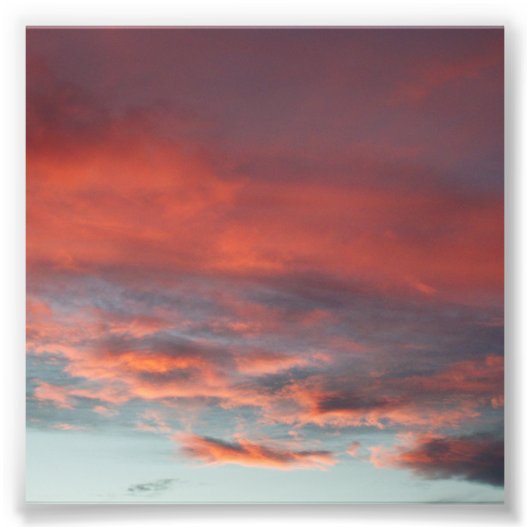 Pastel Aqua Pink Clouds Sunset 4x4 Square Foto Afdruk (Voorkant)