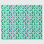 Pastel Aqua Retro Kerstmis Rendieren Cadeaupapier (Vlak)