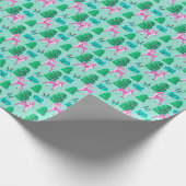 Pastel Aqua  Retro Kerstmis Rendieren Cadeaupapier (Hoek)