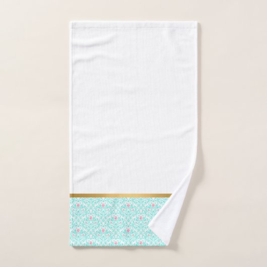 PASTEL AQUA  ROOS GOLD BATHROOM TOWEL SET BAD HANDDOEK (Handdoek)