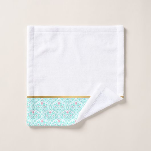 PASTEL AQUA  ROOS GOLD BATHROOM TOWEL SET BAD HANDDOEK (Wasdoekje)