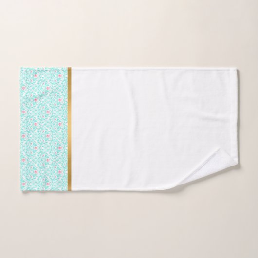PASTEL AQUA  ROOS GOLD BATHROOM TOWEL SET BAD HANDDOEK (Handdoek)