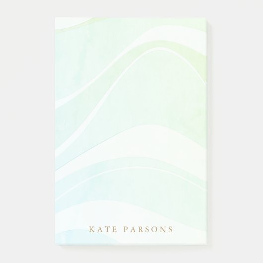 Pastel Aqua Tropical Retro Waterverf Waves Post-it® Notes (Voorkant)