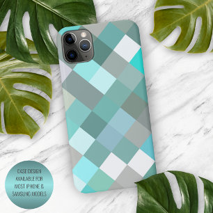 Pastel Aqua Turquoise Jade Green Pixel Block Art iPhone 11Pro Max Hoesje