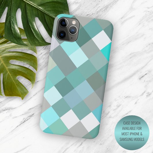 Pastel Aqua Turquoise Jade Groen Pixel Blok Kunst Case-Mate iPhone Case