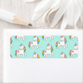 Pastel Aqua Unicorn Patroon Etiket (Insitu)