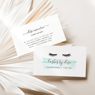 Pastel Aqua Waterverf Lash Services Visitekaartje