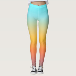 Pastel Aqua Zonsondergang Gradiënt Zachte Ombre Sp Leggings
