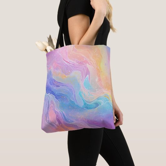 Pastel Aquarel Rainbow Liquid Pour Art Tote Bag (Dichtbij)