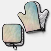 Pastel aquarel Wavy Patroon Oven Mitt & Pot Ho Ovenwant & Pannenlap Set (Voorkant / Achterkant)
