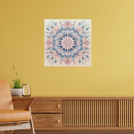 Pastel Arabesk Mandala Kunst Poster (Woonkamer 2)