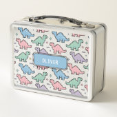 Pastel Arcade Dinosaurus Pixel Silhouetten Patroon (Achterkant)