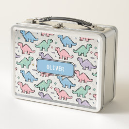 Pastel Arcade Dinosaurus Pixel Silhouetten Patroon