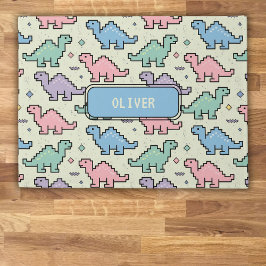 Pastel Arcade Dinosaurus Pixel Silhouetten Patroon Deurmat