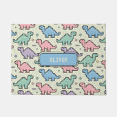 Pastel Arcade Dinosaurus Pixel Silhouetten Patroon Deurmat (Voorkant)