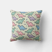 Pastel Arcade Dinosaurus Pixel Silhouetten Patroon Kussen (Achterkant)
