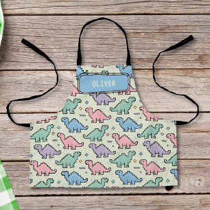 Pastel Arcade Dinosaurus Pixel Silhouetten Patroon Schort