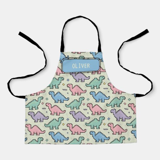 Pastel Arcade Dinosaurus Pixel Silhouetten Patroon Schort (Voorkant)