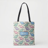 Pastel Arcade Dinosaurus Pixel Silhouetten Patroon Tote Bag (Voorkant)
