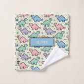 Pastel Arcade Dinosaurus Pixel Silhouetten Patroon Washandje (Wasdoekje)