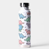 Pastel Arcade Dinosaurus Pixel Silhouetten Patroon Waterfles (Links)