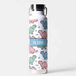 Pastel Arcade Dinosaurus Pixel Silhouetten Patroon Waterfles