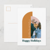 Pastel Arch Goud Vrolijk Kerstfeest Familie Foto Feestdagenkaart (Voorkant / Achterkant)