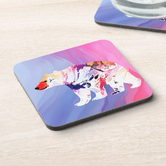 Pastel Arctic Explorer in aquarel Bier Onderzetter (Linkerzijde)