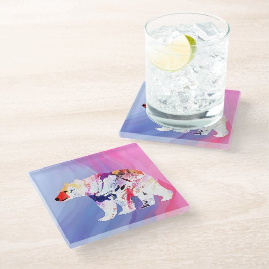 Pastel Arctic Explorer in aquarel Glazen Onderzetter (Schuin)