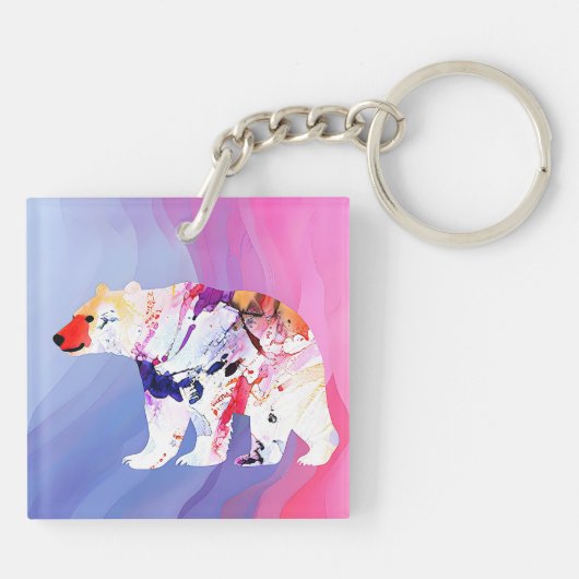 Pastel Arctic Explorer in aquarel Sleutelhanger (Achterkant)