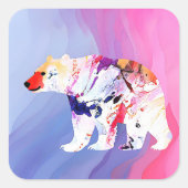 Pastel Arctic Explorer in aquarel Vierkante Sticker (Voorkant)