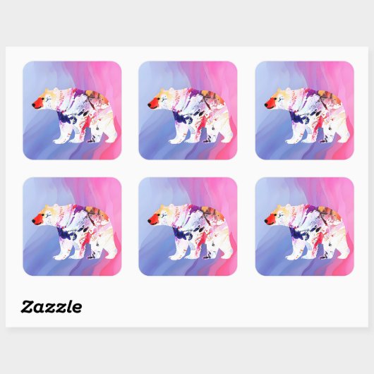 Pastel Arctic Explorer in aquarel Vierkante Sticker (Vel)