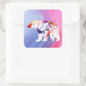 Pastel Arctic Explorer in aquarel Vierkante Sticker (Tas)