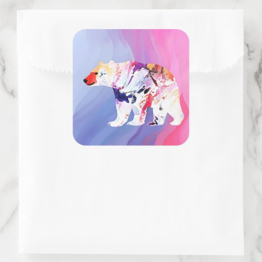 Pastel Arctic Explorer in aquarel Vierkante Sticker (Tas)