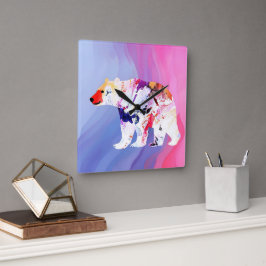 Pastel Arctische Ontdekkingsreiziger in Waterverf  Vierkante Klok