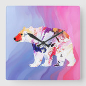 Pastel Arctische Ontdekkingsreiziger in Waterverf  Vierkante Klok (Voorkant)