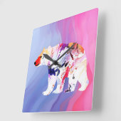 Pastel Arctische Ontdekkingsreiziger in Waterverf  Vierkante Klok (Hoek)