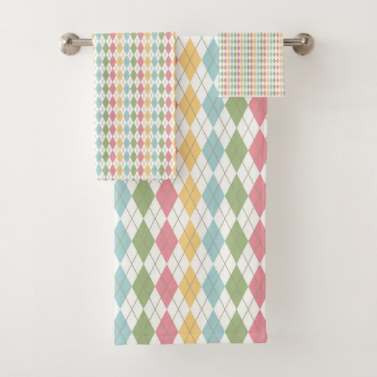 Pastel Argyle Pattern Bad Handdoek (Insitu)