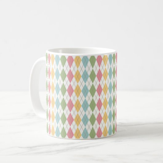Pastel Argyle Pattern Koffiemok (Voorkant links)