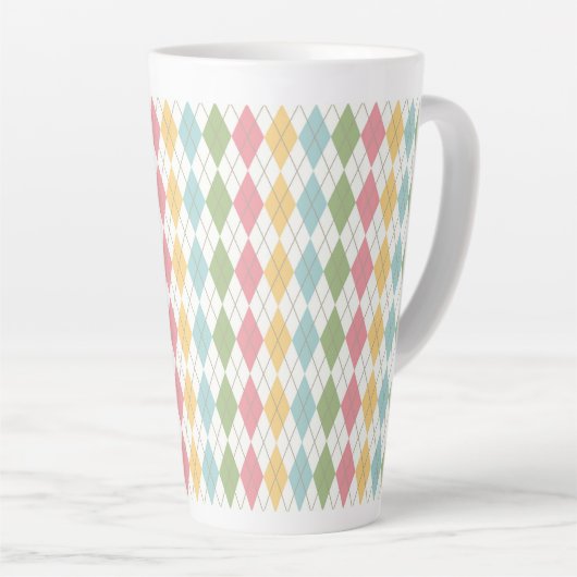 Pastel Argyle Pattern Latte Mok (Rechterhoek)
