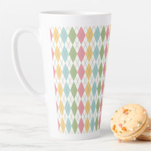 Pastel Argyle Pattern Latte Mok