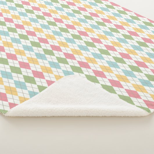 Pastel Argyle Pattern Sherpa Deken (3/4)